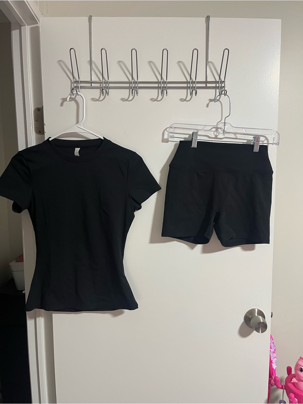 Amazon Women's Black Active Tee and High-Waist Bike Shorts Set